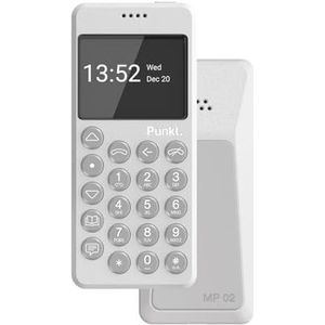 Punkt. MP02 New Generation, 4G LTE Minimalistische Mobiele Telefoon, Feature Phone met Toetsen, Nano SIM, 2.0 inch, Simlockvrij, Multiband - Litchgrijs