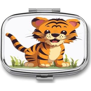 Spotted Tiger Pillendoos Pil Organizer Pil Case 2 Compartiment Geneeskunde Pil Organizer Kleine Pil Case Pil Container Pillenhouder Leuke Pillendoos Mini Pillendoosje