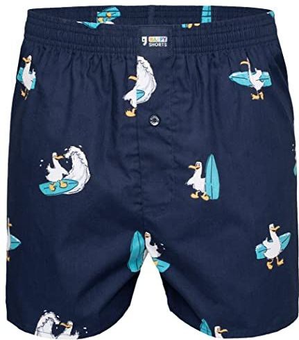 Happy Shorts Boxershorts  azuur / donkerblauw / lichtoranje / wit