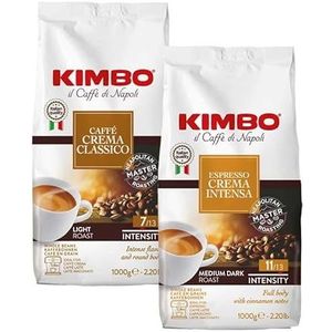 Kimbo Crema Classico en Crema Intensa koffiebonen 1 kg x 2