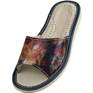 APREGGIO damesslippers met sleehak – comfortabele pantoffels met kleurrijk patroon van imitatieleer 36 EU