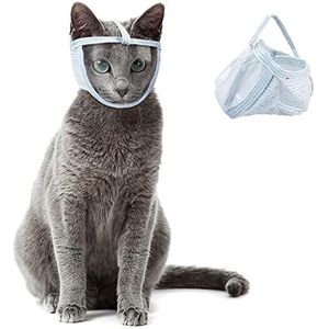 DuzLink Kattenmuilkorf, ademende transparante muilkorf voor katten, kleine hond, anti-beet, kattenmuilkorf voor kattenverzorging, nagels snijden, douchen (S)