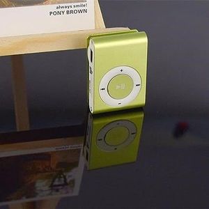 1 STKS Mini Clip-on MP3 speler, Draagbare MP3 Muziekspeler Metalen USB 2.0 Digitale Muziek Media Player Ondersteuning Micro TF/SD Slot Card (niet inbegrepen) (groen)