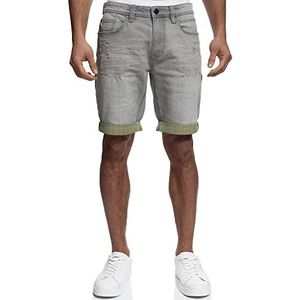 Indicode Inzalento Jeans shorts voor heren, met 4 zakken, used look, grijs (light grey), XXL