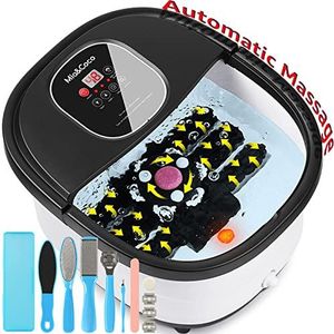 Voetmassageapparaat met automatische massage en verwarming, voetenbadmassageapparaat elektrisch, voetenbad met Shiatsu, druk- en knedende massagemodi, vibratie- en bubbelfuncties, Mia&coco