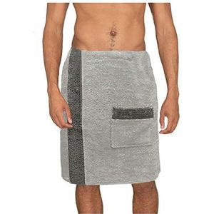 Sauna badstof kilt sarong M-XXL dames of heren van JEMIDI antraciet grijs 100% katoen saunakilt sauna arong sauna handdoek (heren grijs)