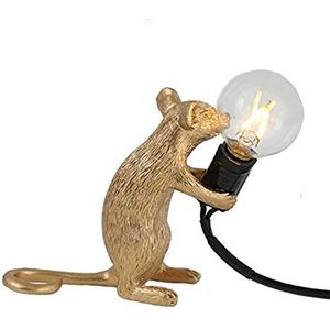 Creatieve Leuke Dier Muis Tafellamp Hars Materiaal Nachtlampje Nachtkastje Woondecoratie Gift (Gouden, Zittende Muis)