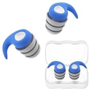 Drie lagen siliconen ruisonderdrukking oordopjes zachte comfortabele geluidsisolatie slapen oordopjes voor volwassenen kinderen (blauw-L)