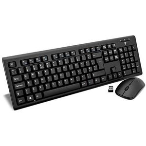 V7 CKW200UK Wireless Combo - Toetsenbord en muis Engels lay-out (UK, Engels, QWERTY, USB nano-ontvanger), zwart