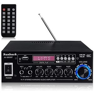 Audioversterker, 2000W Bluetooth 5.0 Auto-versterkers met Fm Radio Luidspreker Audio Versterker Voertuigversterker Behuizing Auto Audio(Nero)