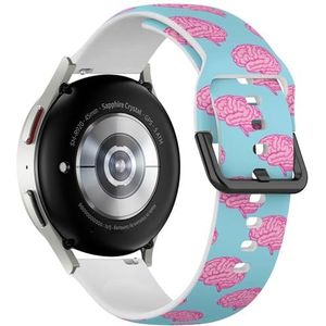 Sportieve zachte band compatibel met Samsung Galaxy Watch 6 / Classic, Galaxy Watch 5 / PRO, Galaxy Watch 4 Classic (Brain Textile Fashion) siliconen armband accessoire