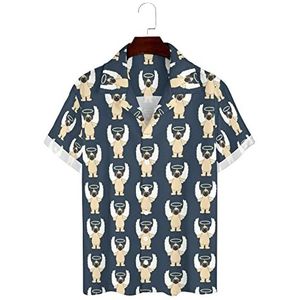Pug in Angel kostuum heren Hawaiiaanse shirts korte mouw Guayabera shirt casual strand shirt zomer T-shirts XL