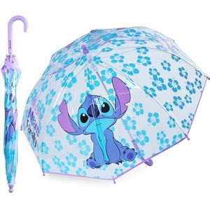 Disney Stitch Clear Dome Paraplu voor meisjes - Frozen Elsa Opvouwbare transparante paraplu Lichtgewicht - Schooldagen uit (Multi Stitch)
