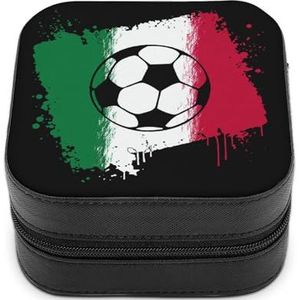 Italiaanse Vlag Voetbal Leuke Sieraden Organizer Doos Voor Oorbellen Ketting Ringen Opslag Display Case Reizen Houder Grappige Gift Kleine