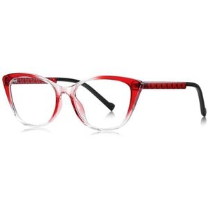 moomoobird Cat Eye Bril Vrouwelijke TR90 Montuur Mode Bril Frame voor Vrouwen, Rood met helder