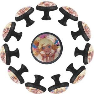 XYMJT voor Princess Peach Zwarte Ronde Lade Trekt met Schroeven (12 stuks) ABS Glas Handgrepen 3,5x2,8x1,7 cm voor Kast Dressoir Keukenkast - Moderne Decoratieve Hardware Set