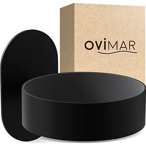 ovimar föhnhouder Kvitoya | roestvrij staal | zwart mat | met muurbevestiging zonder boren | met föhnvulling | om te lijmen | föhnhouder in de badkamer | perfect badkameraccessoire