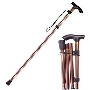 Opvouwbare verstelbare wandelstok voor mannen en vrouwen Draagbare wandelstok met ergonomisch handvat en antislipbasis voor ouderen tijdens het wandelen, goud (goud)
