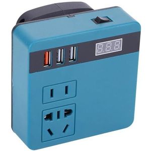 Omvormer 120W Elektrisch Gereedschap Batterij Omvormer DC 18V-21V Naar AC 220V Multifunctionele Huishoudelijke Slimme Transformator(Blauw)
