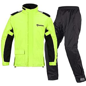 Motor Regenpakken Jas en Broek set,Waterdichte Ademende Regenjassen met Opvallende Reflecterende Streep,Werk Regenjas Broek Voor Alle Sport Boerderij Vissen Motorfiets,Unisex,Geel,XXL