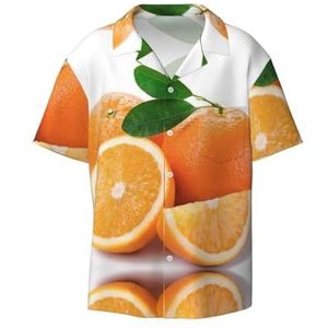 YQxwJL Ananas.. Print Mens Casual Button Down Shirts Korte Mouw Rimpel Gratis Zomer Jurk Shirt met Zak, Oranje, XXL