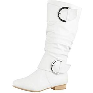 Elara Dames Laarzen Slip-on Laarzen Chunkyrayan JY1989-Weiss-37