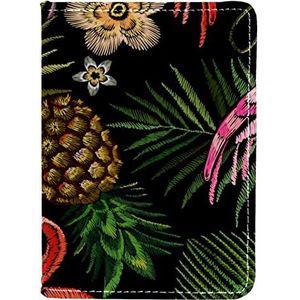 Pineapple & Flamingo Paspoorthouder voor dames en heren, reispaspoort portemonnee paspoort cover reisdocumenten organisator, Meerkleurig, 10x14cm/4x5.5 in