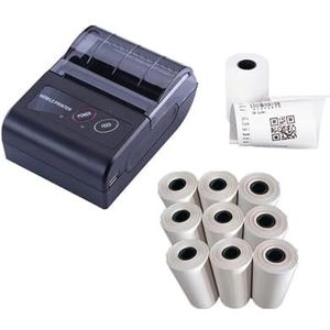Handheld Inkjet -printer Draadloze Draagbare Bluetooth-ontvangstprinter 58mm 2 ""Bluetooth Thermal Printers Label Maker for winkels Mini Bill Printer Supplies Snel afdrukken zonder vertraging(Add 9 Rol
