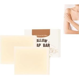 2Pcs Beef Tallow Soap Bar, All Natural Grass Fed Tallow Soap, Handgemaakte Tallow Balm Soap, Face & Body Cleaning Soap Bar, Hydraterende Tallow Handgemaakte Zeep Voor Alle Huidtypes