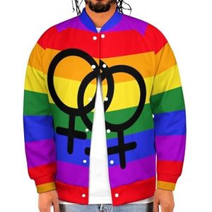 Lesbian Pride LGBT Vlag Grappige Mannen Baseball Jacket Gedrukt Jas Zachte Sweatshirt Voor Lente Herfst