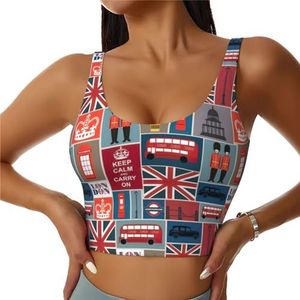 Engeland Symbolen Print Casual Wear Vrouwen Sport Vest Yoga Vest Workout Vest Voor Vrouwen Lichtgewicht Trendy, Zwart, S