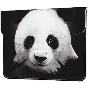 Leuke Zwart-Wit Panda Print Lederen Laptop Sleeve Case Waterdichte Computer Cover Tas Voor Vrouwen Mannen
