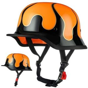 Duitse motorhelm, Duitse retro straathelm, ECE-gecertificeerd, met verstelbare snelsluiting, geschikt voor fietsen, cruisers, scooters, geschikt voor alle seizoenen I,2XL63-64CM