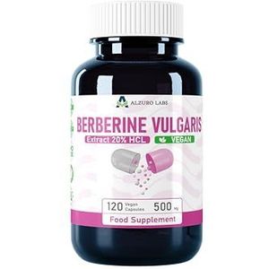 Alzuro Labs Berberine | 10.000 mg equivalent (500 mg 20:1 extract Berberis Vulgaris) | 120 veganistische capsules | hoge dosis | voorraad voor 4 maanden | laboratorium getest | GMP-gecertificeerd
