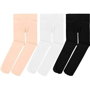 Soudittur Balletpanty voor kinderen, danspanty met voet, ultra-stretch 90D, voor meisjes en dames, Ballet Roze + Wit + Zwart, XS