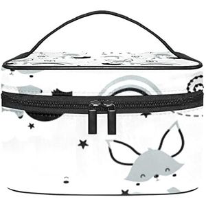 Leuke Scandinavische patronen met vossen make-up organizer tas, reismake-up tas organizer case draagbare cosmetische tas voor vrouwen en meisjes toiletartikelen, Meerkleurig, 22.5x15x13.8cm/8.9x5.9x5.4in