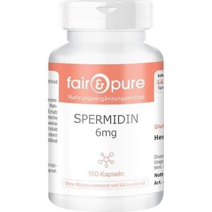 Fair & Pure® - Spermidine 6 mg - 150 capsules - uit tarwekiemextract - Hoge dosering - Biologisch beschikbaar - Kwaliteit uit Duitsland