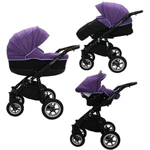 Wandelwagen voor grote ouders, babyzitje en Isofix, selecteerbaar, Quero by Saintbaby Black Lavender Black 014 2-in-1, zonder babyzitje