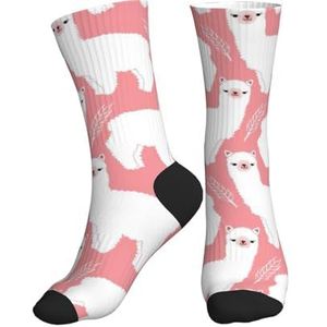Jkkghll Alpaca lama print mannen vrouwen middenbuis sport sokken ademend atletisch voor hardlopen fitness dagelijks dragen, 2 Zwart-2, One size