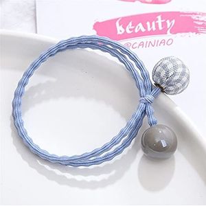 Nieuwe Haaraccessoires Hoge Elastische Parel Bal Haar Tie Touw Rooster Stof Haar Ring (Blauw)