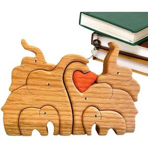 Houten Liefde Olifant Paar, 19x13.8cm Liefdevolle Houten Olifant, Olifant Familie Houten Kunst Puzzel, Houten Olifant Liefde Voor Thuis En Op Kantoor