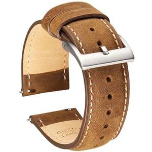 INEOUT Crazy Horse Lederen Horlogeband 20 Mm 22 Mm Retro Horlogeband Vervangende Polsband Riem Met Snelsluiting Veerstang (Color : Dark brown white 1, Size : 20mm)