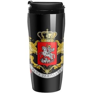 Coat Arms of Georgia Koffiekopjes Met Deksels Dubbele Muur Plastic Reizen Koffie Mok Verwijderbare Drankjes Tumbler 350ml