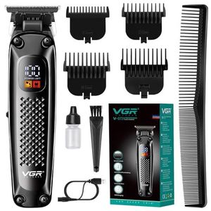 VGR 972 Professionele tondeuse, precisie-baardtrimmer voor heren, snoerloos en oplaadbaar, met led-display