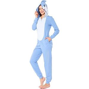 Ladeheid Dameskostuum pyjama voor volwassenen Slaappak vermomming Pyjama dierenprint LA40-234 (Blauw Haai, S)