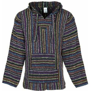 Siesta Baja Hoodie - Mexicaanse Jerga Hippie Festival Jumper met capuchon voor heren en dames (Zwart multifleck, M)
