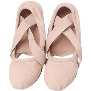 Balletschoenen, Platte canvas balletschoenen, Balletoefeningschoenen met zachte zool, Gymnastiekschoenen for dames, Balletoefening (Color : Tan, Size : Size 37)