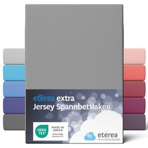 etérea Extra Jersey Hoeslaken 240x220cm Oekotex Made in Green - 100% gekamd katoen, jersey hoeslaken tot 35 cm hoog - laken 240x220 cm Vorstgrijs