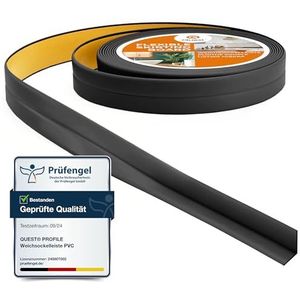 Quest Zachte Plint Zelfklevend, Buigbare Afwerkstrip voor Keuken en Badkamer - Afdichtband - PVC, Flexibel, Waterdicht, Decoratief - 10 mm x 10 mm - 5 Meter, Zwart