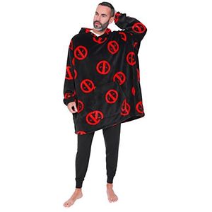 Marvel Deadpool Heren Hoodie, Oversized Fleece Deken Hoodie Zwart, Zwart, one size